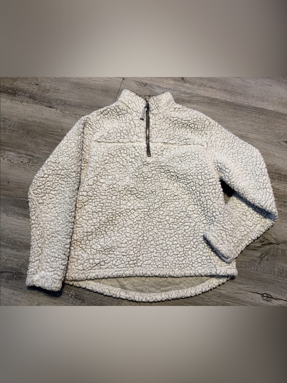 Kids Plush Sherpa Half-Zip Pullover Hoodie - Cream